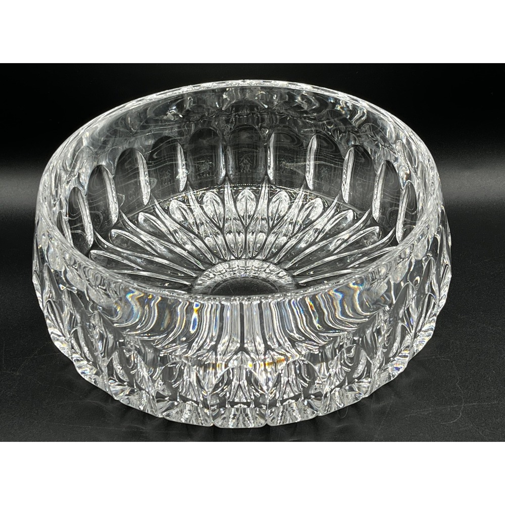Vtg Gotham Althea Heavy Cut Lead Crystal Round Bowl 7.5" Sunburst Thumbprint